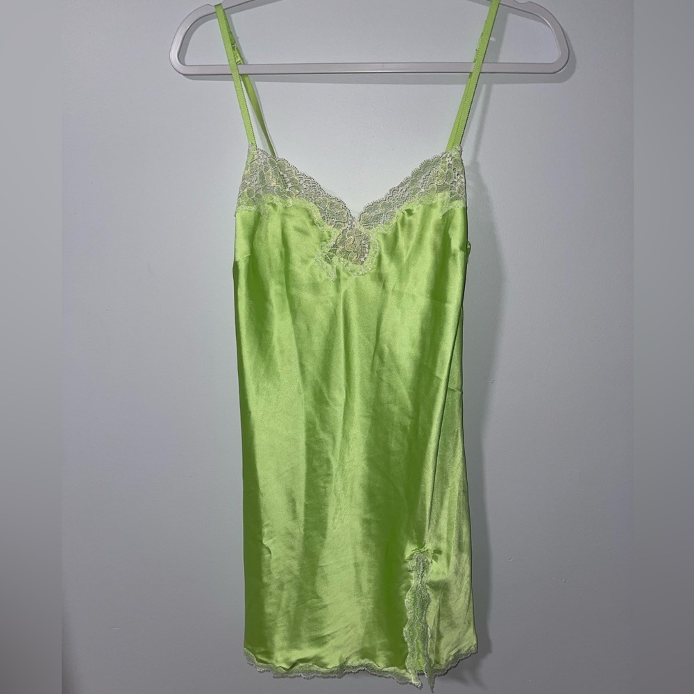 Vintage Pink Label Victoria’s Secret Lime Green Slip Dress